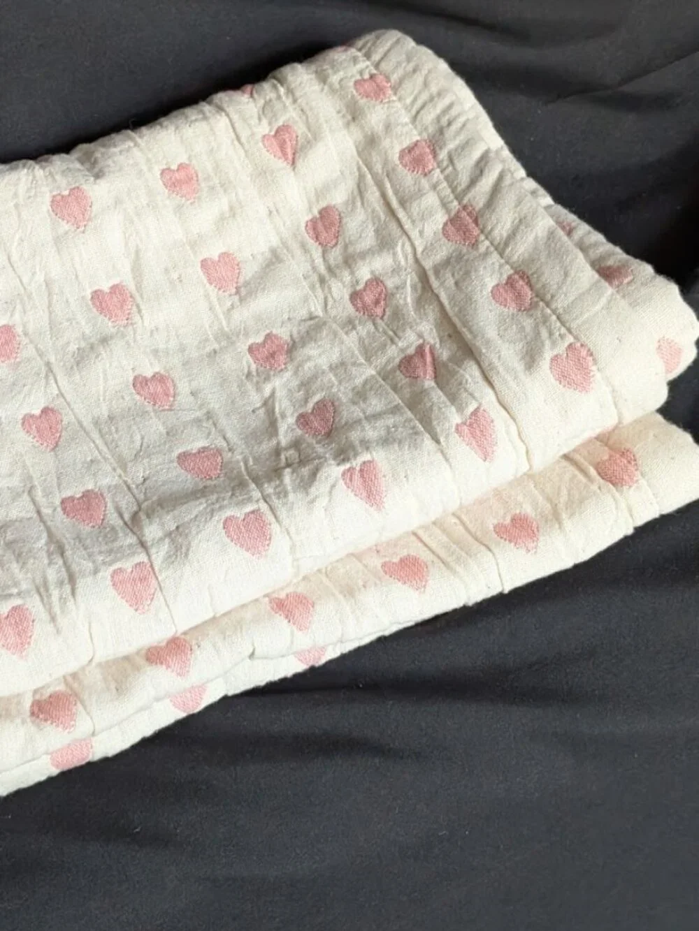Nicole Miller Home White Pink Hearts Table Runner